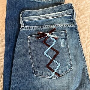 7 For All Mankind Justine Tahiti Velvet Ribbon Boot Cut Jeans